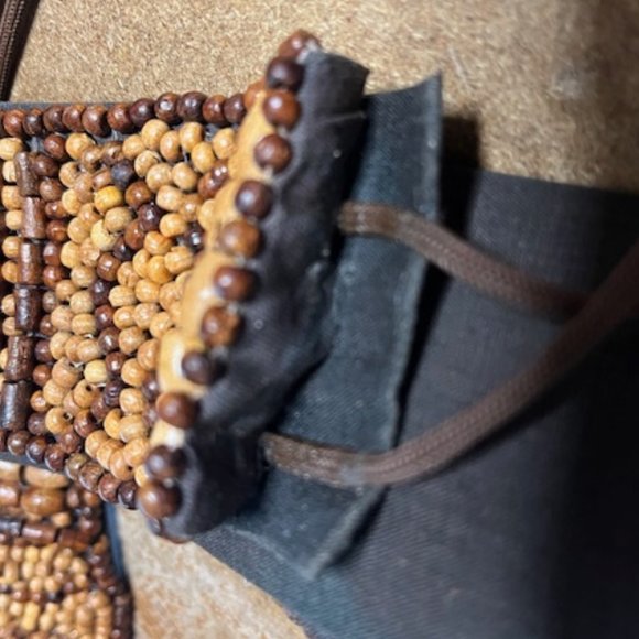 BOHO Intricate Brown Beaded Hip Tie Belt Wood Beads Hippie Adjustable - Picture 11 of 13
